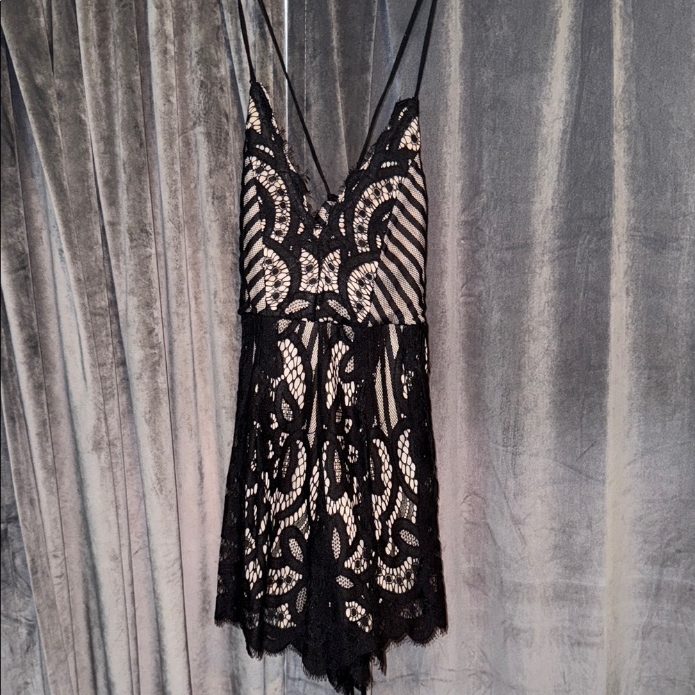 Elegant Black Lace Romper